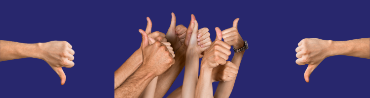 Thumbs up and thumbs down